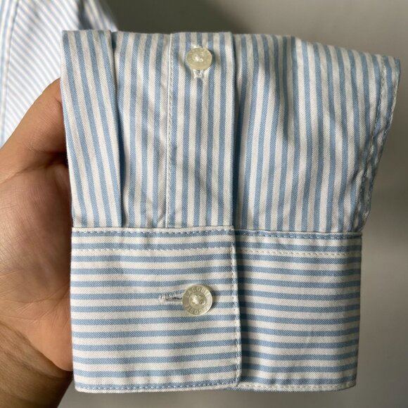 NWT Lacoste Kids' White Blue Striped Print Oxford Cotton Shirt Size 14 Years - Picture 8 of 8